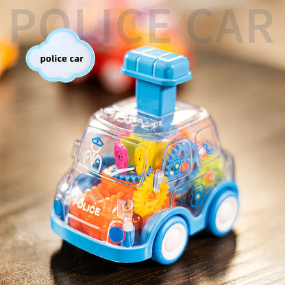 Baby Cartoon Gear Car Toy - Inertia Pull-Back Transparent Rebound Car for Kids’ Birthday Gifts