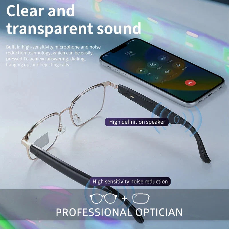 CLLOIO Wireless Bluetooth Smart Glasses – Photochromic Sunglasses with Anti-Blue Ray Reading Lenses & Myopia Prescription Support for Men & Women