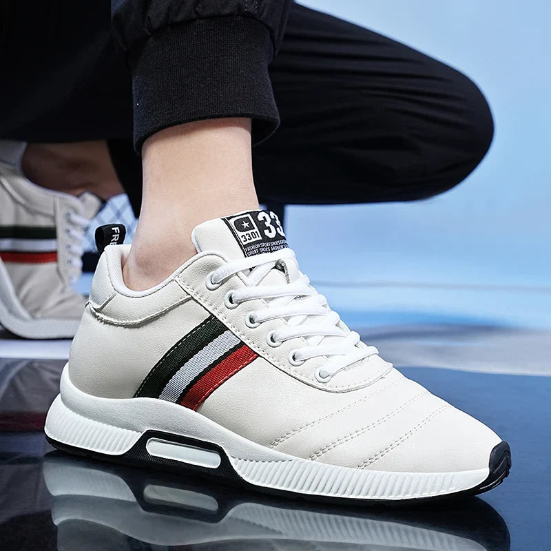 Men’s Leather Elevator Sneakers – 6CM Height Increase Chunky Casual Lift Sports Shoes