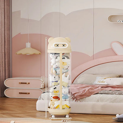 Large Capacity Transparent Toy Storage Bucket with Wheels – Children’s Plush & Stuffed Toy Organizer Barrel