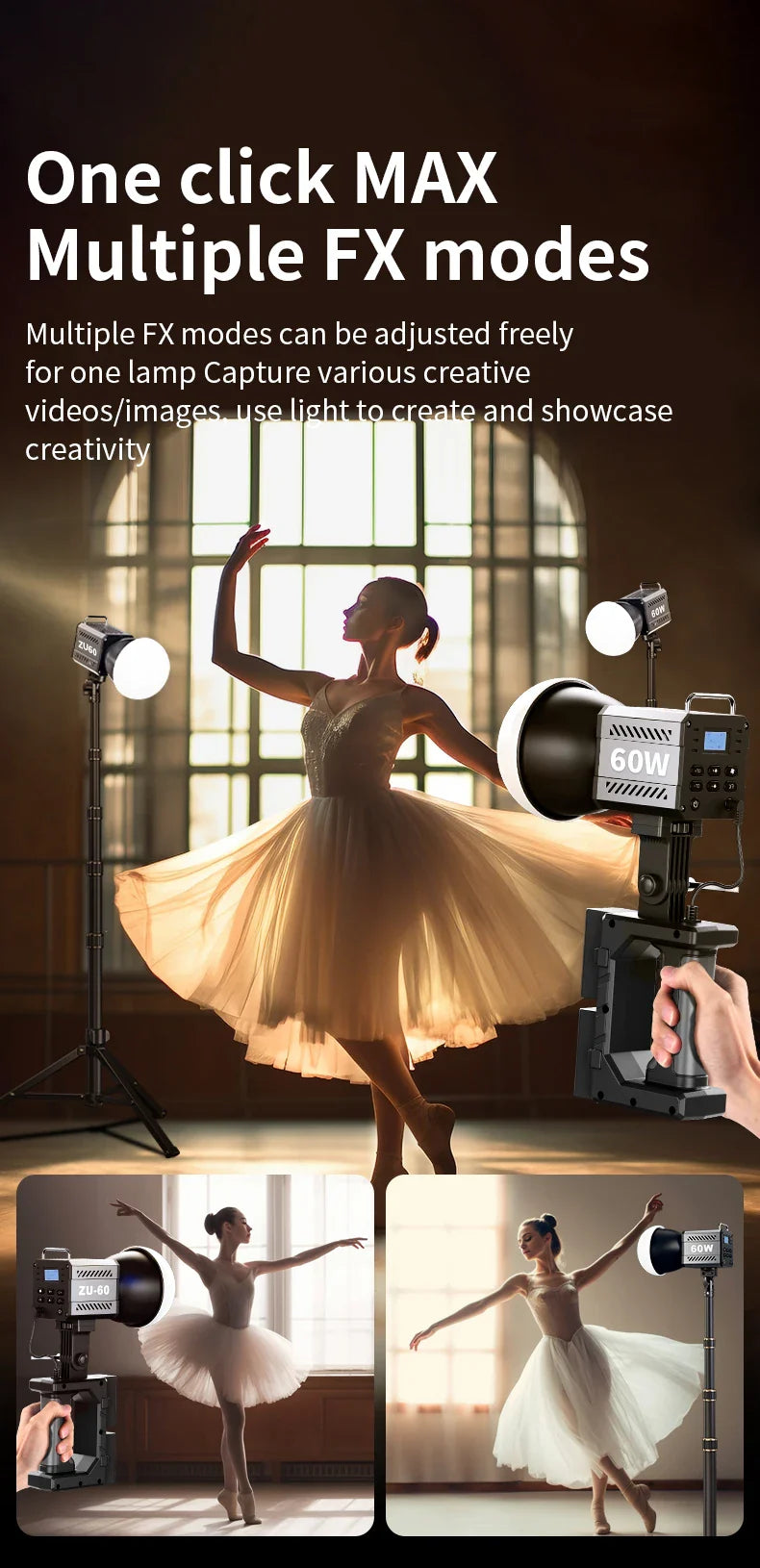 LED Fill Light Handheld COB Photography Light - Dual Color, Gentle Light for Outdoor Shooting, YouTube, TikTok, Vlog with Remote Rocker