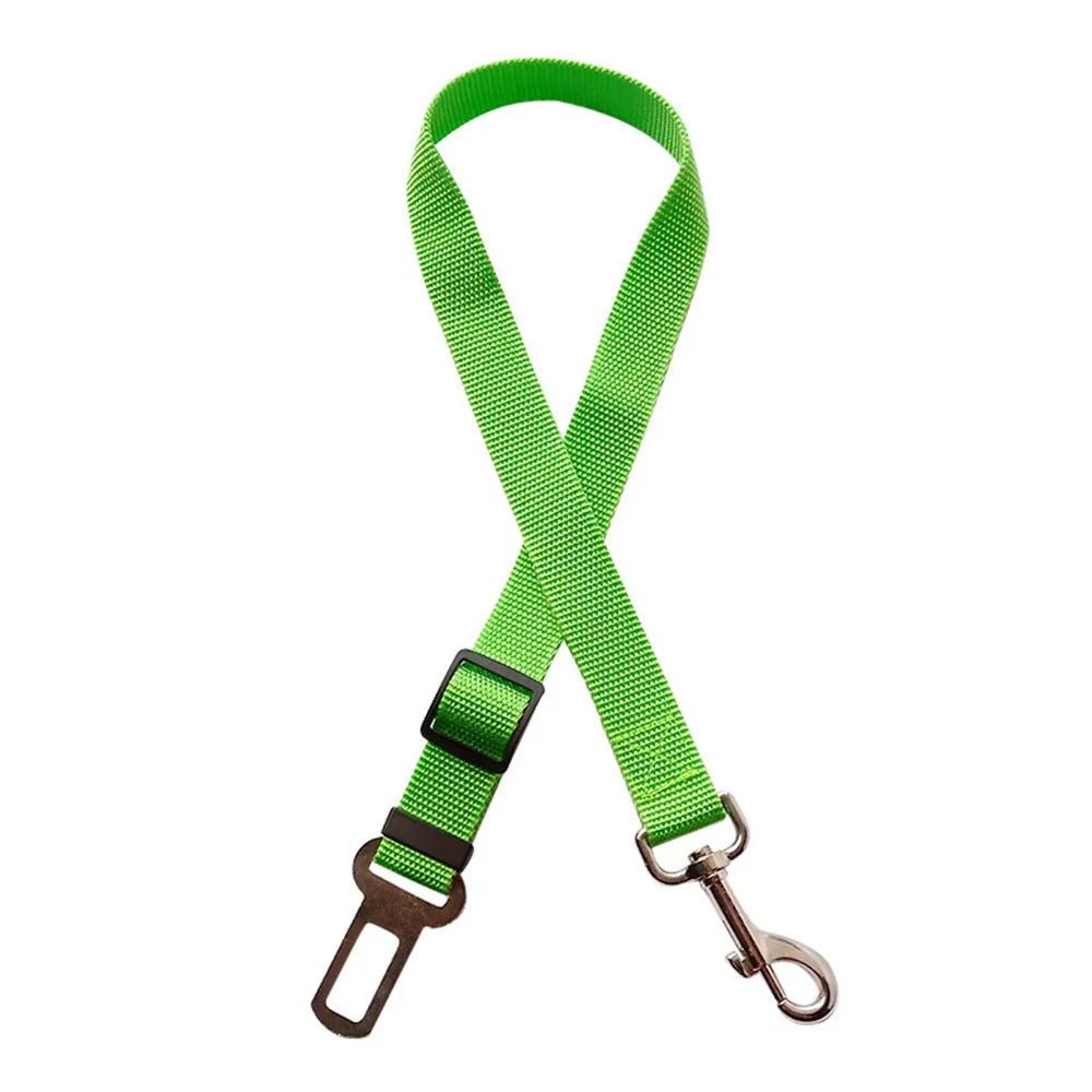 Adjustable Dog Car Seat Belt Harness – Nylon Reflective Elastic Safety Strap with Cushioning for Pet Travel