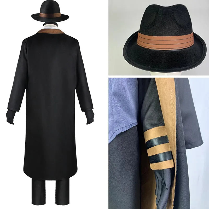 Nakahara Chuuya Cosplay Costume — Hat, Uniform, Trench Coat & Pants, Big Size Outfit for Halloween & Comic Con
