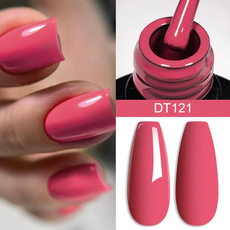 MEET ACROSS 7ml Red Gel Nail Polish – Crystal Semi-Permanent Soak-Off UV Gel, Matte Top Coat and Base Varnish for Nail Art Manicure