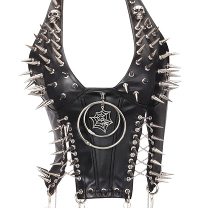 Y2K Gothic Spiked Tank Top - Punk Rock Emo Grunge Festival Style for Women