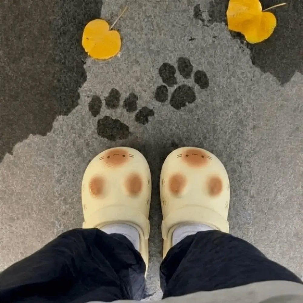 Women's Cat Paw Mules - Waterproof Soft Anti-Slip Closed-Toe Slippers