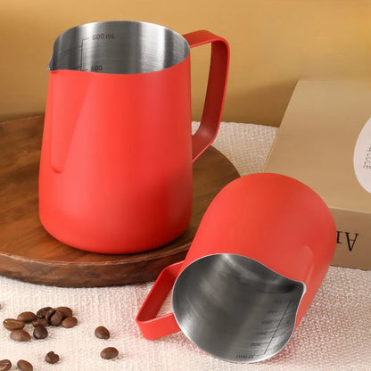 350/600ML Stainless Steel Coffee Milk Frothing Pitcher – Precise Scale Latte Jug for Barista & Professional Cafe Use