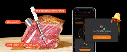 INKBIRD INT-11I-B Mini Wireless Meat Thermometer — Bluetooth 5.4, 1000ft Range, 1s Response, IP67, 26 Presets with LED Display for BBQ & Grill