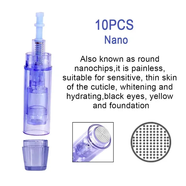 10PCS Dermapen Nano Needle Cartridges – A1 Bayonet Disposable Microneedling Replacement Needles for Tattoo Removal & Skin Care Treatment