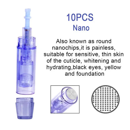 10PCS Dermapen Nano Needle Cartridges – A1 Bayonet Disposable Microneedling Replacement Needles for Tattoo Removal & Skin Care Treatment