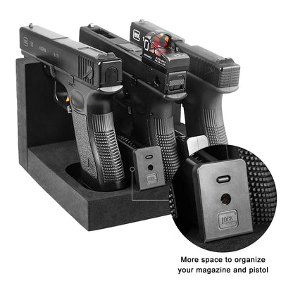 3/4/6 Slot Foam Gun Rack - Universal Pistol Holder for Glock, Handgun Display Stand & Gun Safe Organizer