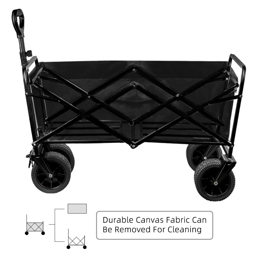 500lbs Heavy Duty Folding Tank Wheels Cart — Large Capacity Outdoor Wagon for Beach, Sand, Trolley & Camping