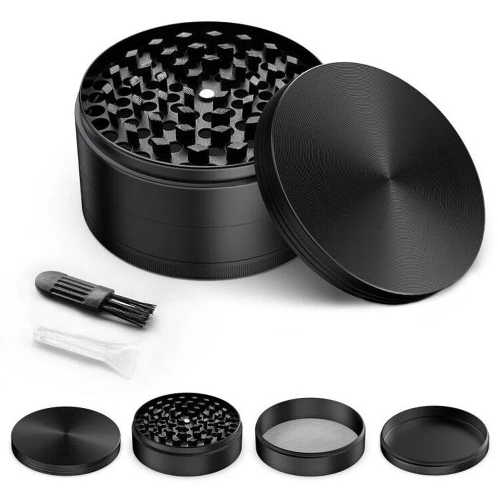 75mm (3") 4-Layer Zinc Alloy Herb Grinder — 4-Piece Large Spice & Smoking Crusher
