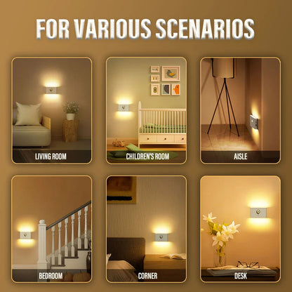 LED Induction Night Light - Wireless USB Charging - Human Body Motion Sensor Wall Light for Bedroom, Corridor, Cabinet, Bathroom