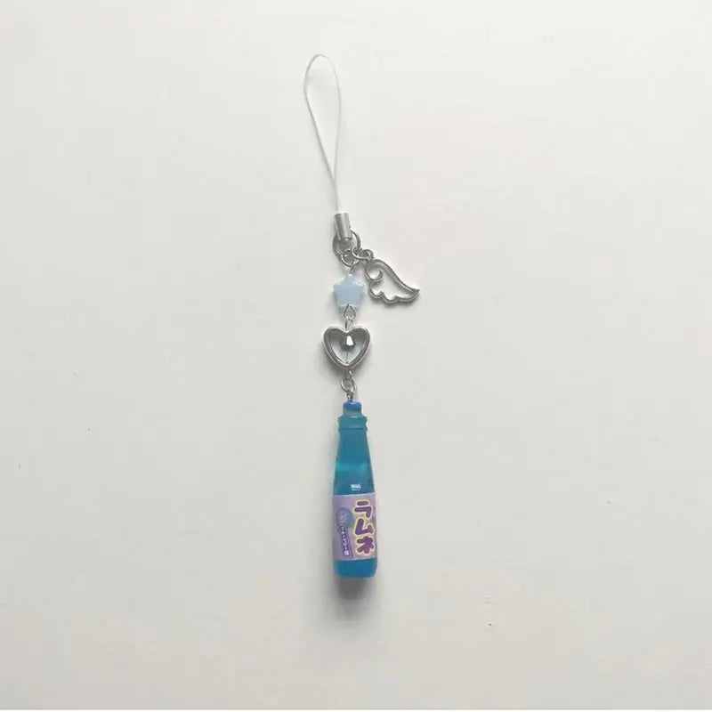 Handmade Ramune Soda Bottle Charm - Cute Phone Strap Keychain Bag Pendant Gift Accessory