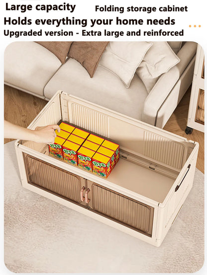 Installation-Free Foldable Storage Cabinet – Plastic Organizer for Kids’ Clothes & Snacks