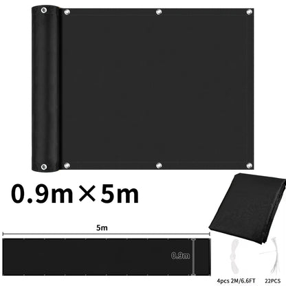 Balcony Privacy Screen Fence Cover with Grommets – Waterproof UV Protection Sunshade Cloth for Patio, Garden & Outdoor Shelter