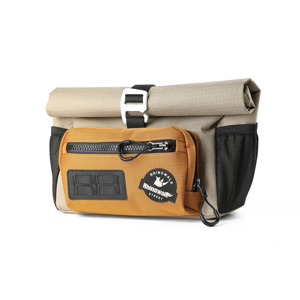 Rhinowalk 4L Bike Handlebar Bag — Quick Release Front Tube Basket with MOLLE for Brompton Folding Bikes