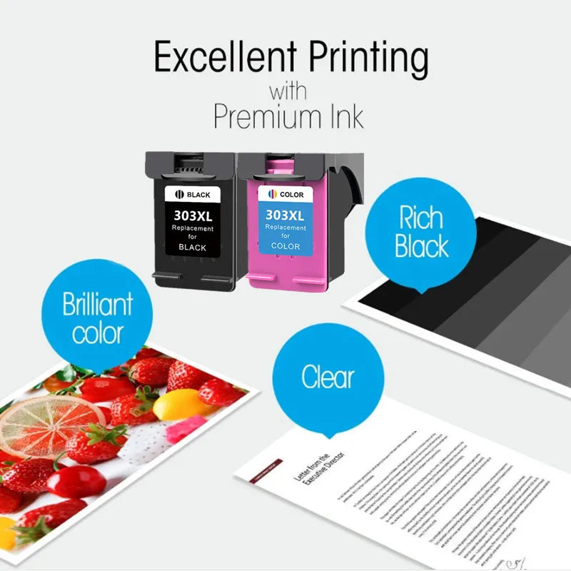 303XL Compatible Ink Cartridge Replacement for HP 303XL – High Yield Ink for HP Envy Photo 6220, 6230, 6232, 6234, 7130, 7134, 7830 Printers