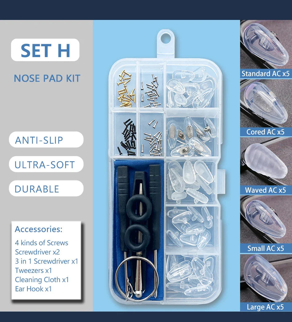 Silicone Air Chamber Nose Pads for Glasses | Anti-Slip Screw-In Eyewear Support & Accessories Kit