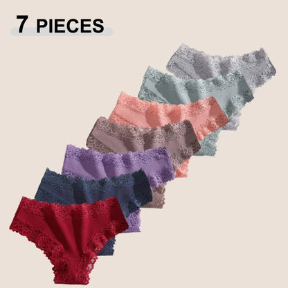 7PCS Women’s Lace Panties Set - Seamless Brazilian Low Rise G-String Cotton Lingerie Soft Underwear S-XL