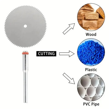 11Pcs Mini Circular Saw Blade Set - Precision Cutting Discs with Rod for Wood, Metal & DIY Craft Projects