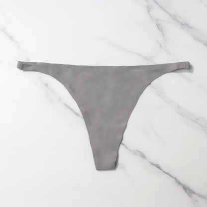 Ice Silk Seamless Thong Panties for Women – Soft Satin Bikini Underwear, Thin Band Tangas Mujer