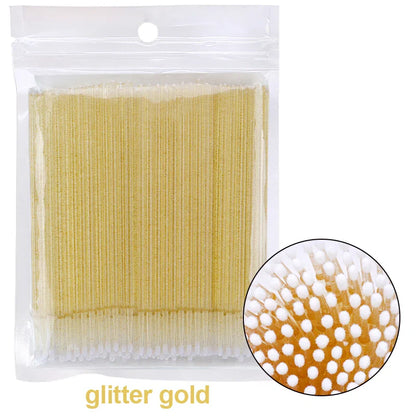 100pcs Eyelash Cleaning Brushes – Micro Cotton Swabs for Lash Extensions & Makeup Remover