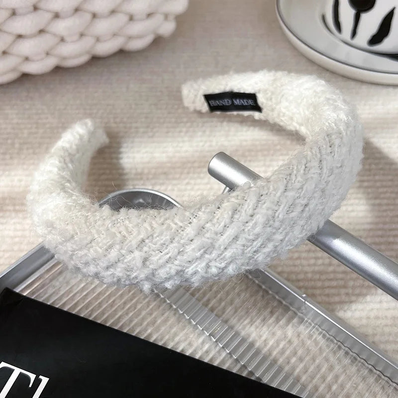 Autumn/Winter Black & White Plaid Headband – Sponge Wide Hair Band, Elegant Hair Hoop for Women & Girls, Fashion Hair Accessories