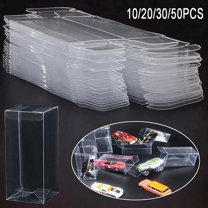 10/20/30/50/100pcs PVC Display Boxes — 1/64 Scale Car Model Toy Transparent Dustproof Exhibition Box for Collection & Gift Packaging