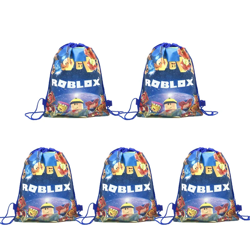 6/12/18/56PCS Roblox Drawstring Bags – Nonwoven Party Favor Bags for Kids Birthday, Baby Shower & Game Party Supplies