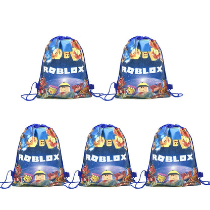 6/12/18/56PCS Roblox Drawstring Bags – Nonwoven Party Favor Bags for Kids Birthday, Baby Shower & Game Party Supplies