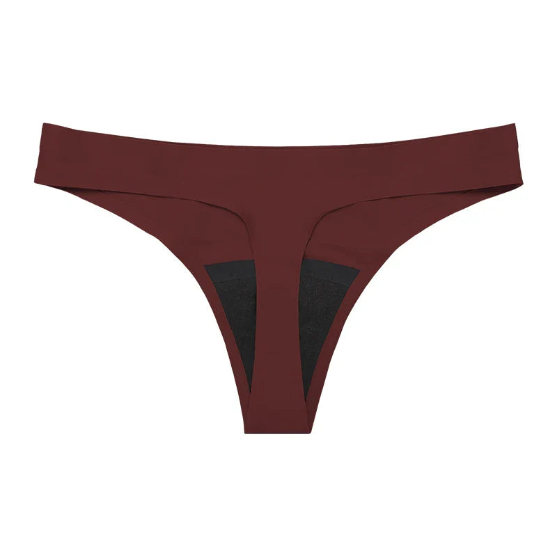 New Design Seamless Low Waist Leak-Proof Menstrual Thong Panties – 4 Layer Washable, Light Flow Period Underwear for Women