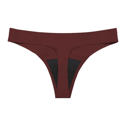 New Design Seamless Low Waist Leak-Proof Menstrual Thong Panties – 4 Layer Washable, Light Flow Period Underwear for Women