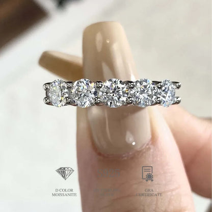 FEOBUR 7ct 5mm Moissanite Ring – Certified 925 Sterling Silver Full Diamond Engagement & Wedding Eternity Band for Men & Women