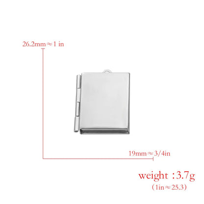 Stainless Steel Photo Locket Charms - 5-Piece Heart, Round & Square Memory Pendant Set