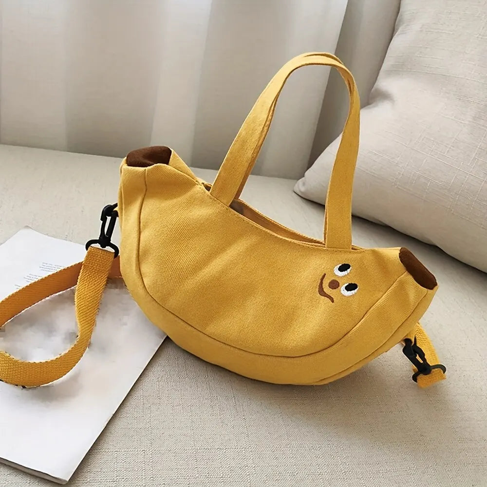 Cartoon Women's Crossbody Bag: Fashionable and Versatile Banana Shoulder Bag - Hand-held Canvas Women's Bag