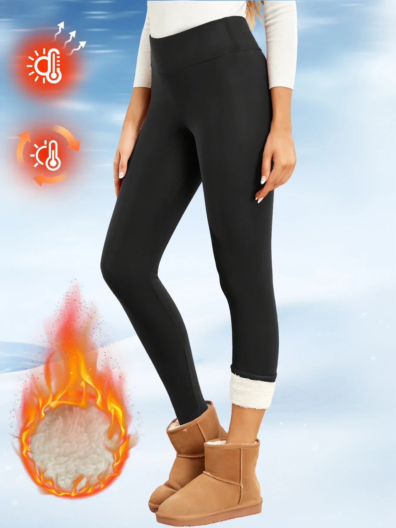 Women’s Fleece Leggings – High-Waisted Thick Flared Thermal Tights, Tummy Control Winter Pants
