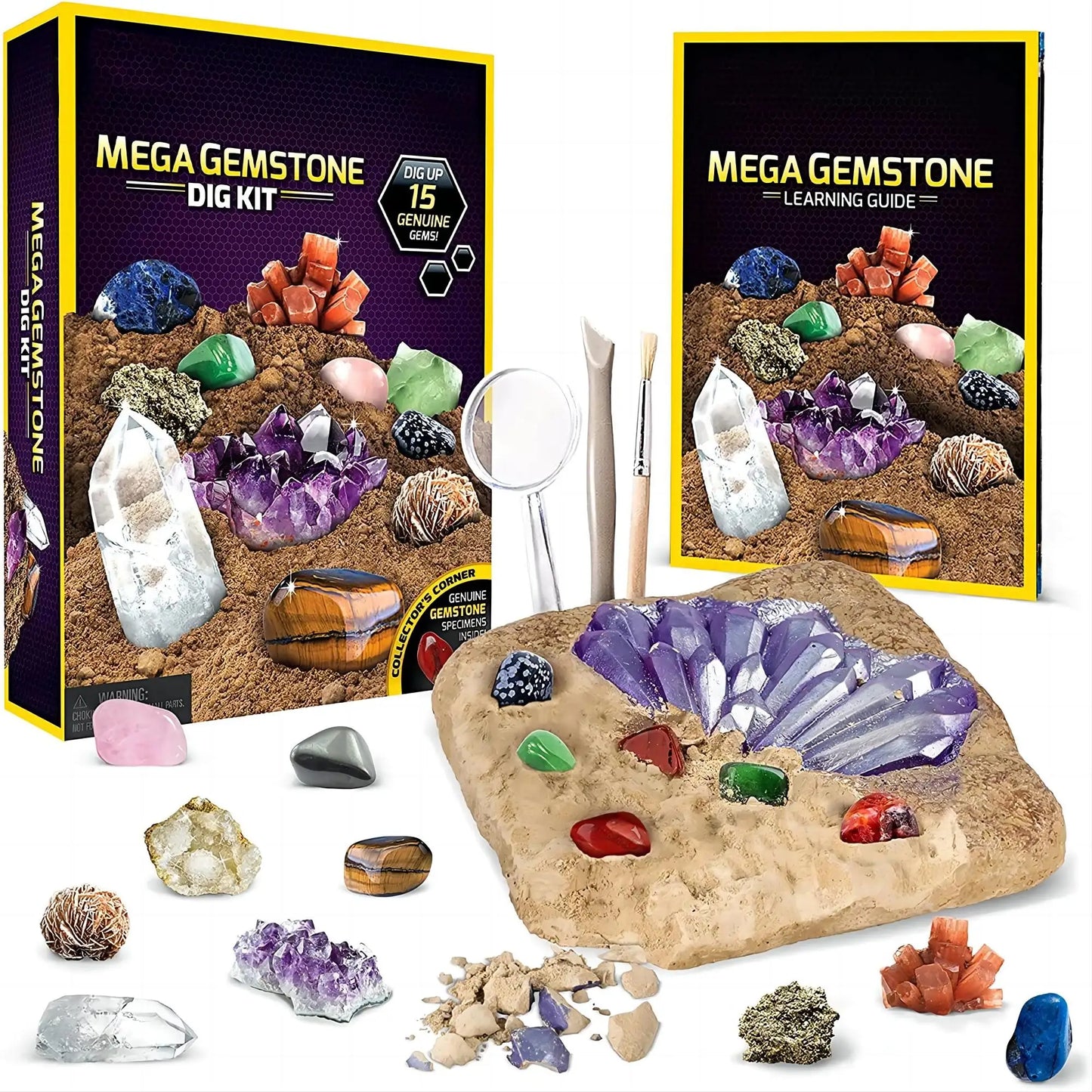 STEM Mega Gemstone Dig Kit – Crystal Mining Excavation Toy Set for Kids Educational Science Discovery Gift