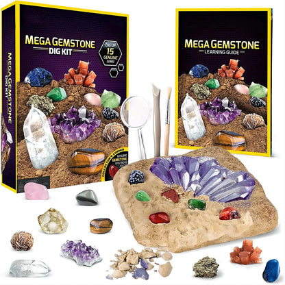 STEM Mega Gemstone Dig Kit – Crystal Mining Excavation Toy Set for Kids Educational Science Discovery Gift
