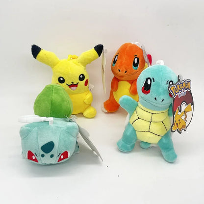 10PC Pokemon Plush Keychain Set – Squirtle, Charmander, Pikachu & Bulbasaur 12cm Stuffed Pendant Toys