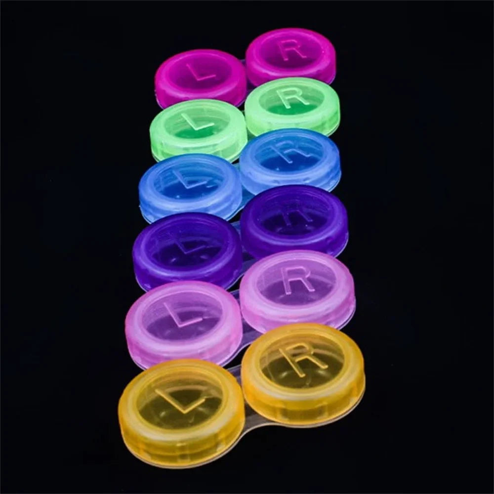 Colorful Clear Contact Lens Case Travel Kit – Portable Soak Storage Holder Container (Random Color)