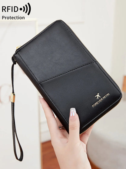 Fashionable RFID Passport Holder – PU Leather Front Pocket Wallet, Multifunctional Travel Accessories for Protection
