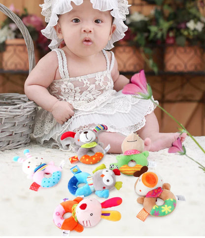 Baby Plush Rattle Crib Mobile – Cartoon Animal Bed Bell Toys for 0-12 Months, Infant Toddler Early Educational Newborn Gift