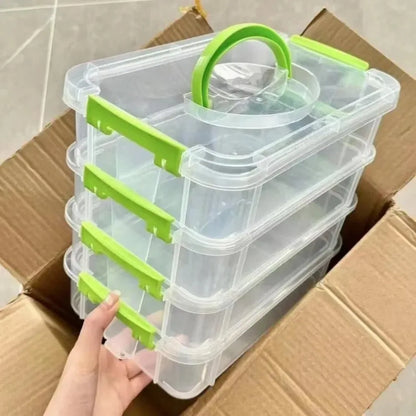 4-Layer Stackable Transparent Organizer – Multi-Tier Plastic Storage Box for Kids Toys, Makeup, Jewelry, Office & School
