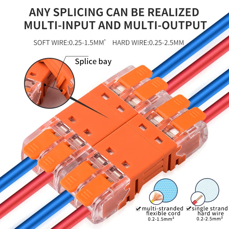 5Pcs Quick Lever Wire Connectors – 2/3/4 Pin CMK642 Compact Plugable Terminal Blocks, Universal Male Female Electrical Splicing Connectors