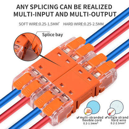 5Pcs Quick Lever Wire Connectors – 2/3/4 Pin CMK642 Compact Plugable Terminal Blocks, Universal Male Female Electrical Splicing Connectors