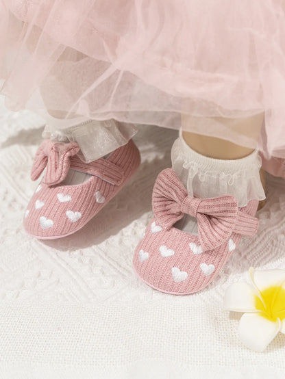 Meckior Baby Girl Shoes — Spring & Autumn Cotton Sole Moccasins with Bow, Anti-Slip First Walkers for Newborns & Toddlers