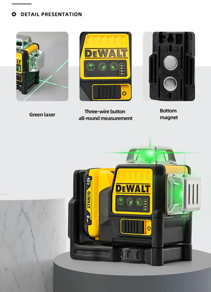 Dewalt DW089LG Laser Level – 12-Line 360° Vertical Laser with 12V Lithium Battery for Outdoor Use