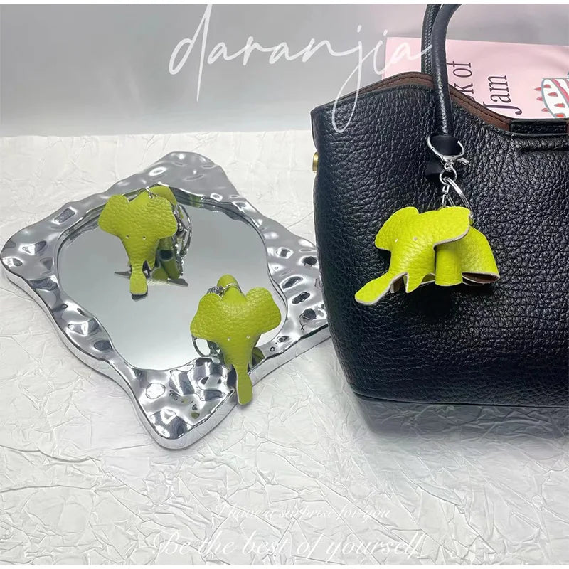 Genuine Leather Flower Bag Pendant Keychain – Original Handmade Osmanthus & Tulip Design, Exquisite Floral Charm for Bags & Accessories